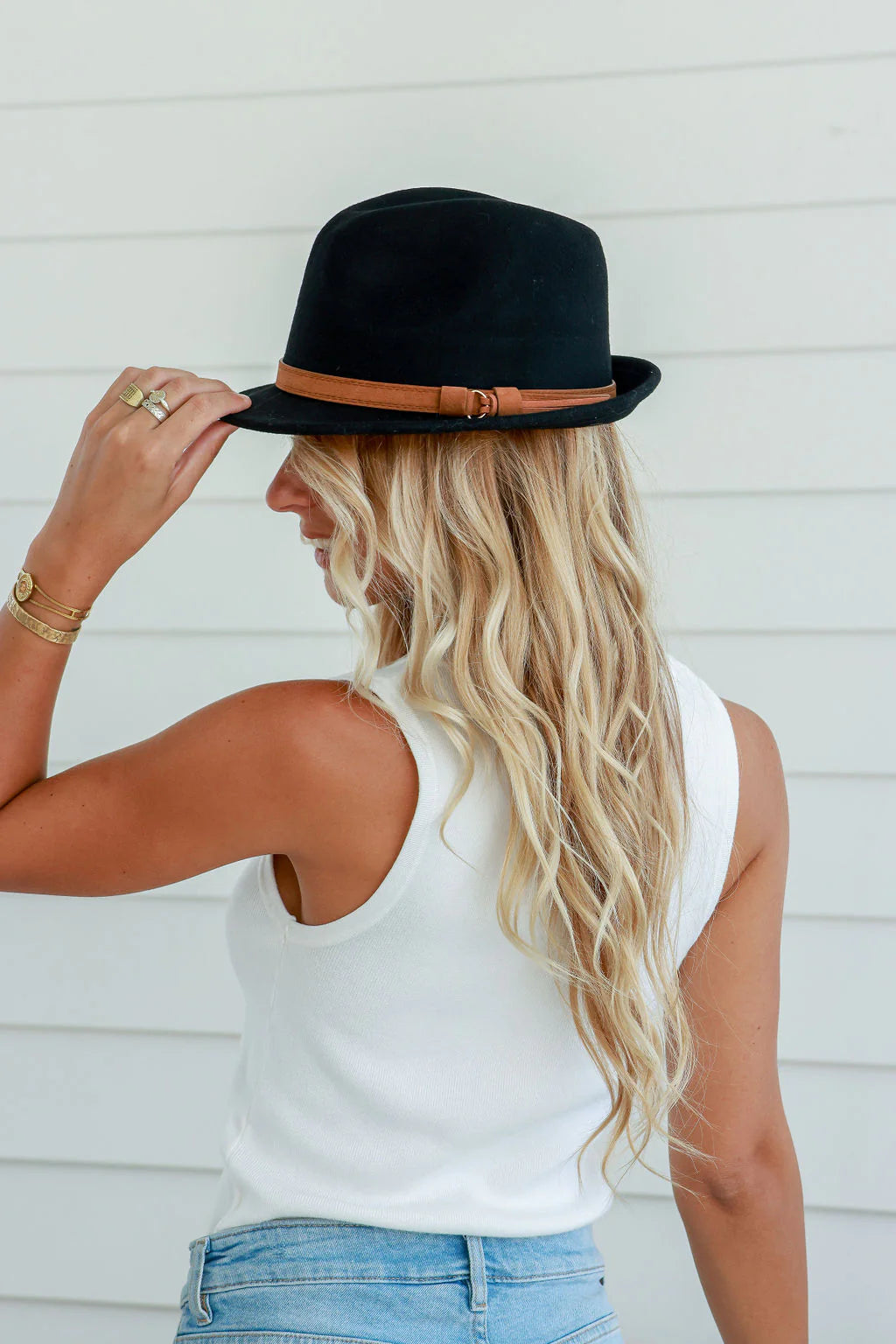 Hat 100% Wool - Black - Short Brim
