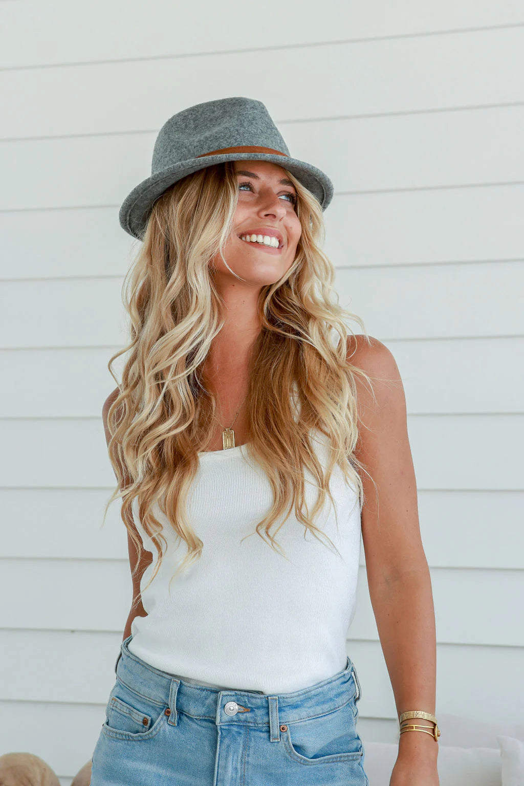 Hat 100% Wool - Grey Marle - Short Brim