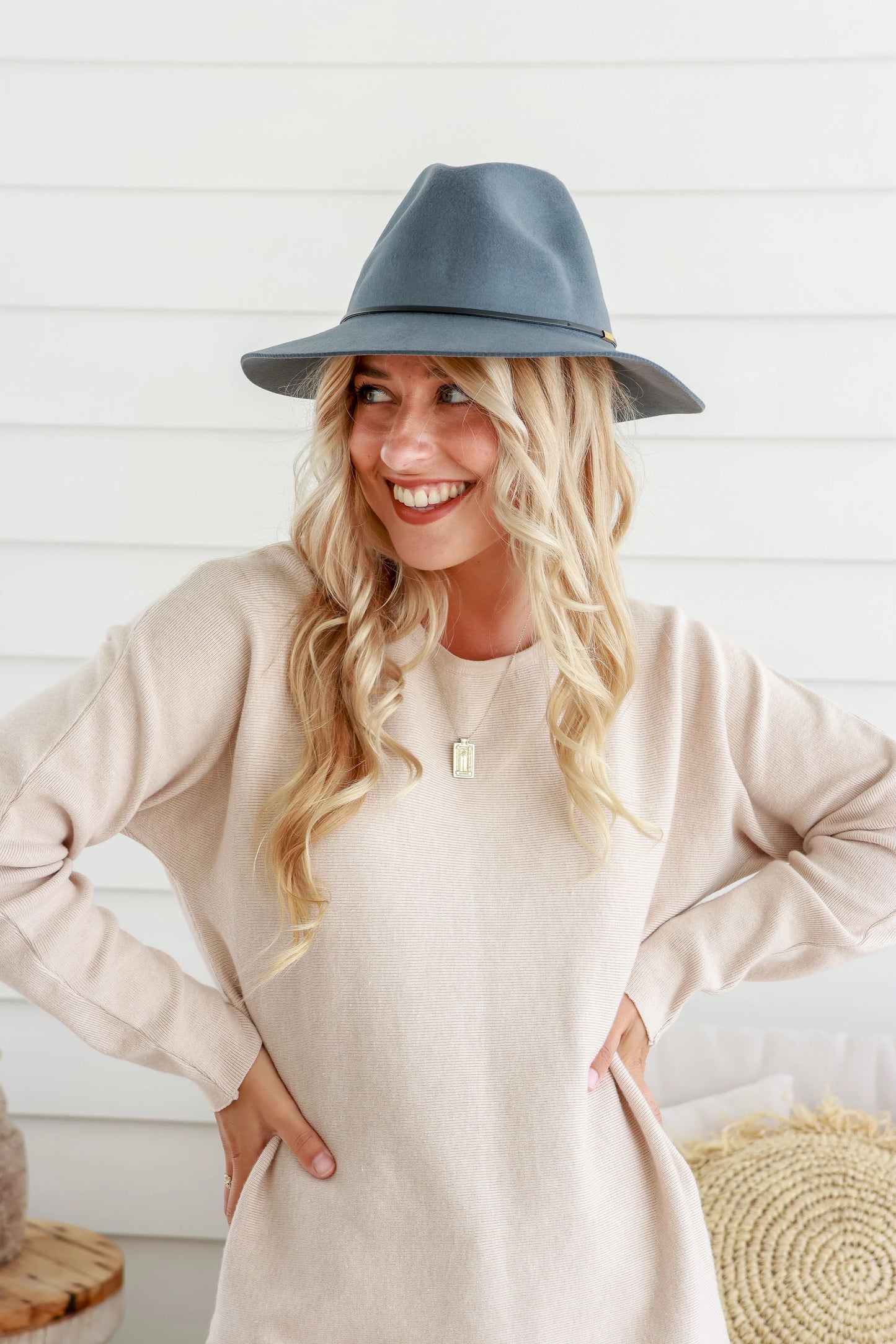 Hat 100% Wool, Floppy Style - Soft Grey