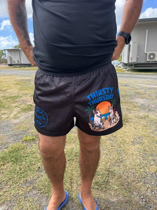 Unisex Footy Shorts - Thirsty Thursday - Black