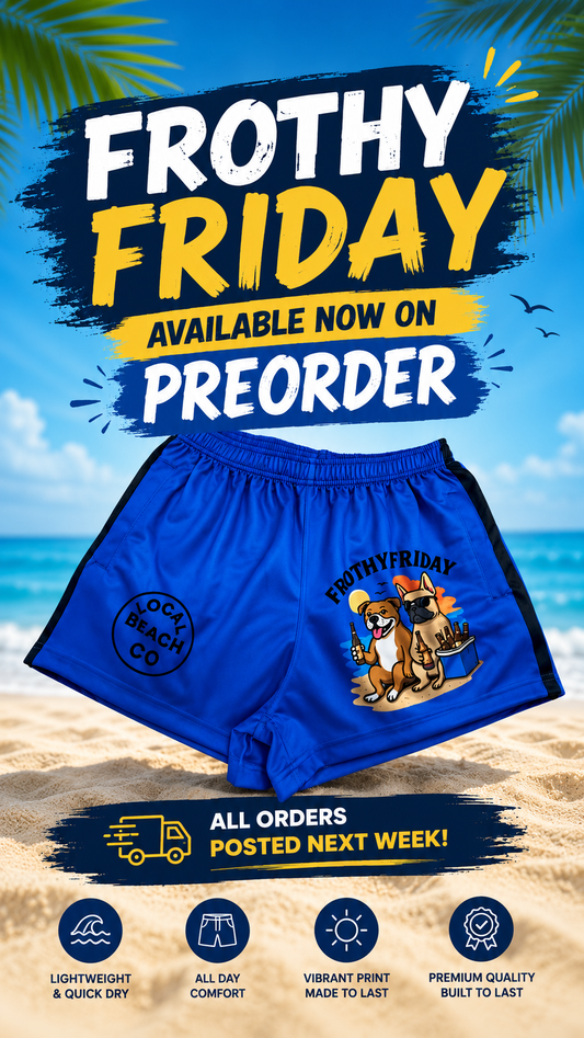 Unisex Footy Shorts - Frothy Friday - Blue